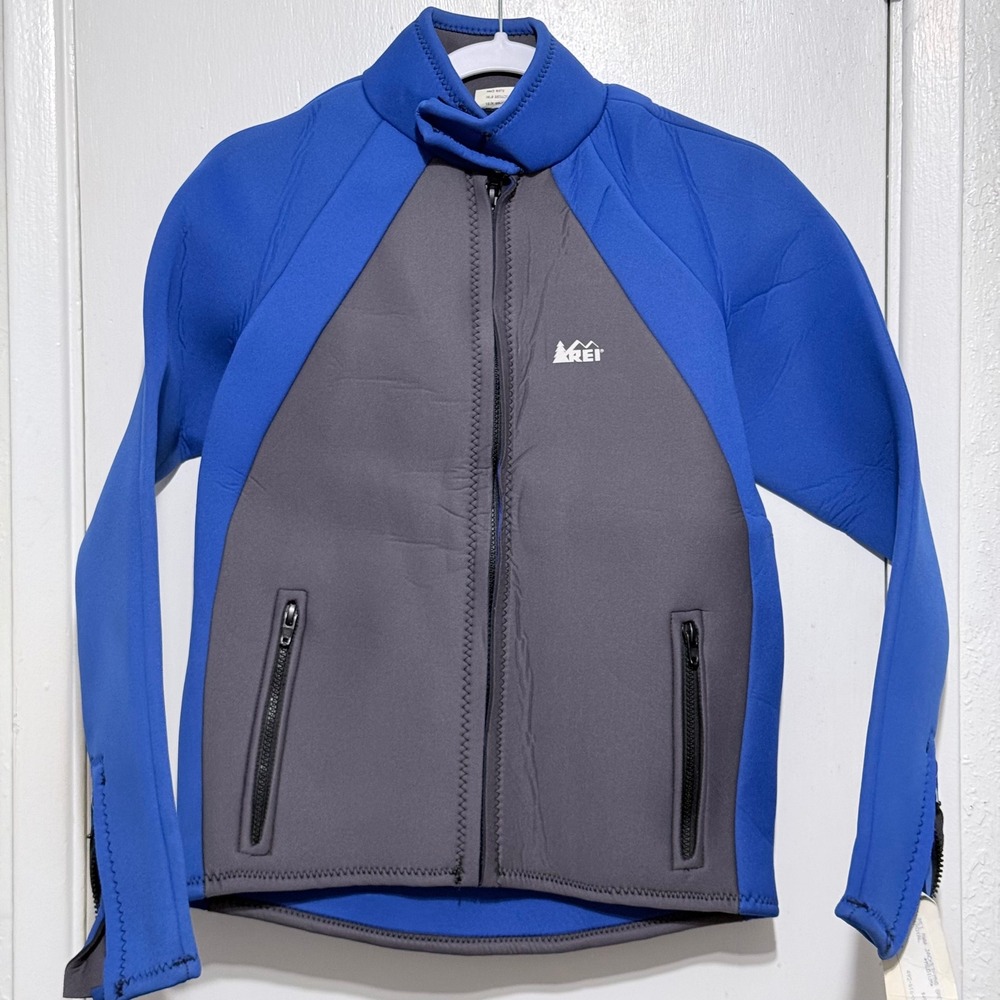 REI RWW Neoprene Wetsuit Jacket Mens Medium Blue Grey 9828RE USA Made NWT